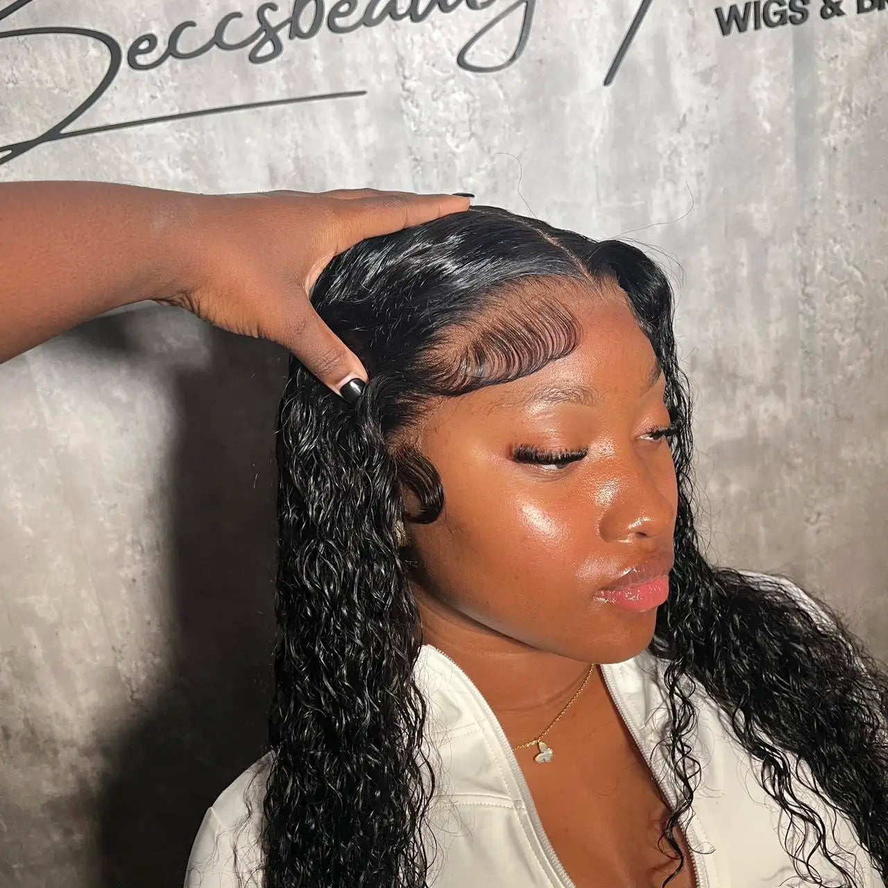 Deep Wave Lace Frontal Wig Brazilian 36 Inch 13x4 360 Water Curly Lace Front Human Hair Wigs For Women