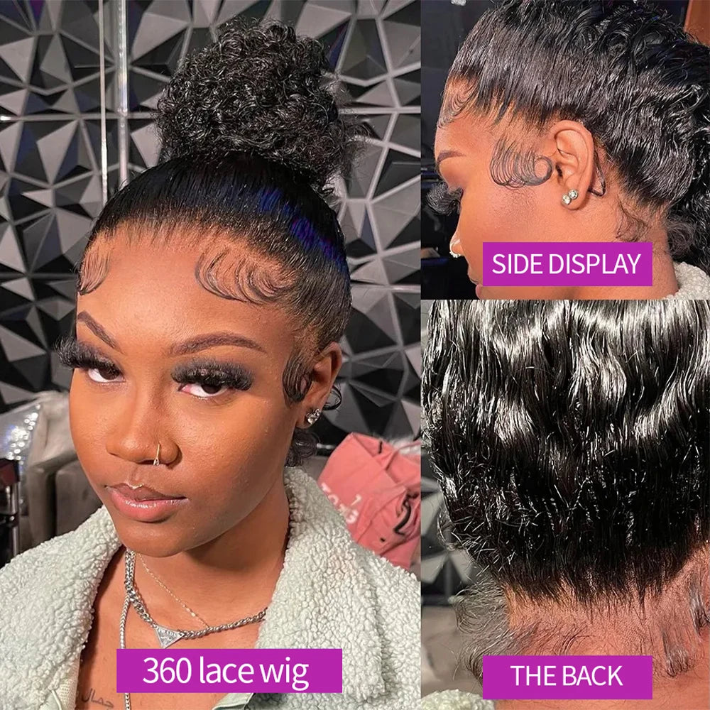 Deep Wave Lace Frontal Wig Brazilian 36 Inch 13x4 360 Water Curly Lace Front Human Hair Wigs For Women