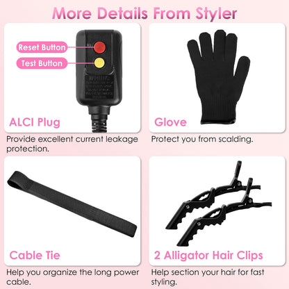 1Pc 5-en-1 Hot Air Styler – Brosse Séchante, Lissante et Bouclante pour Cheveux