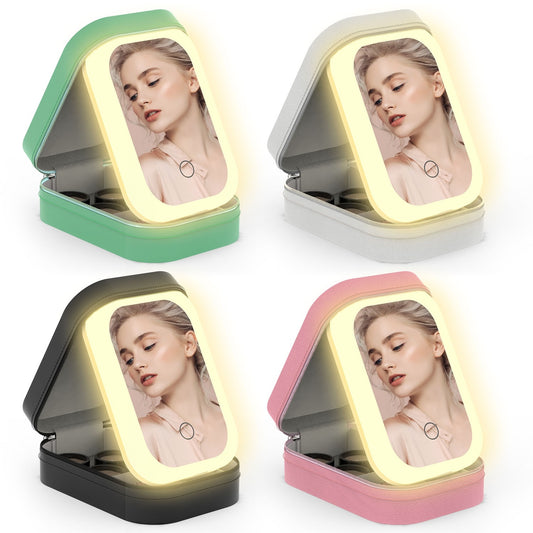 Trousse de Maquillage Portable avec Miroir LED Rechargeable