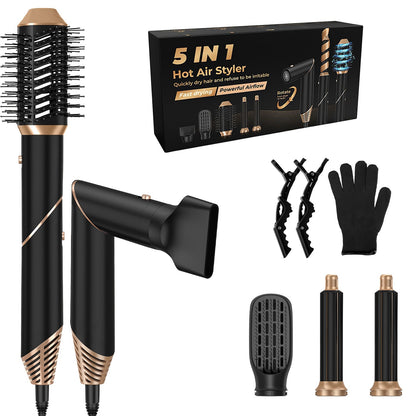 1Pc 5-en-1 Hot Air Styler – Brosse Séchante, Lissante et Bouclante pour Cheveux