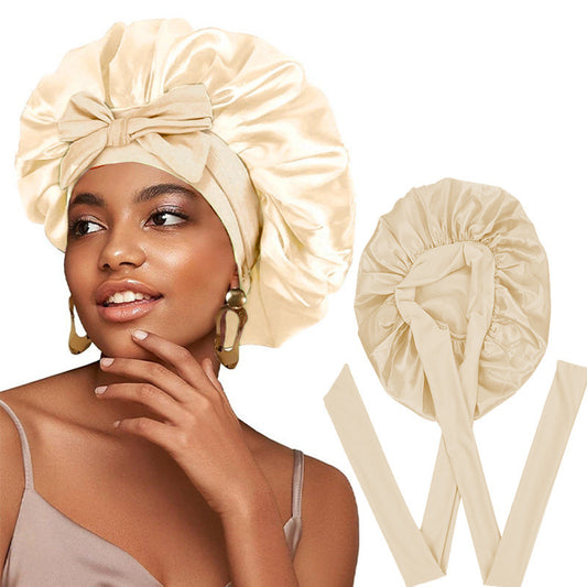 Bonnet en Satin Double Couche – Nuit & Cheveux Bouclés