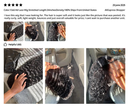 Deep Wave Lace Frontal Wig Brazilian 36 Inch 13x4 360 Water Curly Lace Front Human Hair Wigs For Women