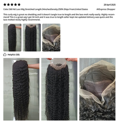 Deep Wave Lace Frontal Wig Brazilian 36 Inch 13x4 360 Water Curly Lace Front Human Hair Wigs For Women