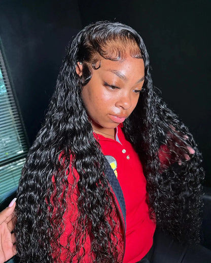 Deep Wave Lace Frontal Wig Brazilian 36 Inch 13x4 360 Water Curly Lace Front Human Hair Wigs For Women