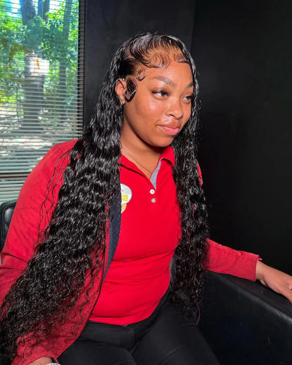 Deep Wave Lace Frontal Wig Brazilian 36 Inch 13x4 360 Water Curly Lace Front Human Hair Wigs For Women