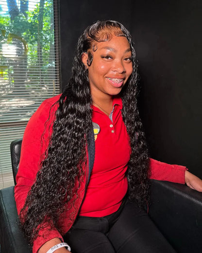 Deep Wave Lace Frontal Wig Brazilian 36 Inch 13x4 360 Water Curly Lace Front Human Hair Wigs For Women