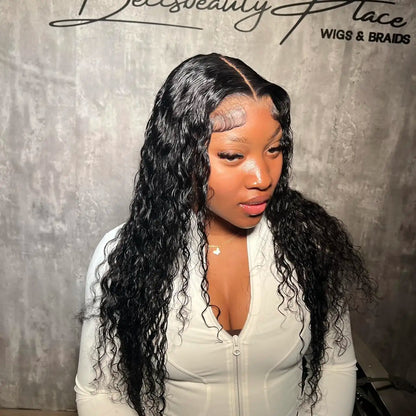 Deep Wave Lace Frontal Wig Brazilian 36 Inch 13x4 360 Water Curly Lace Front Human Hair Wigs For Women