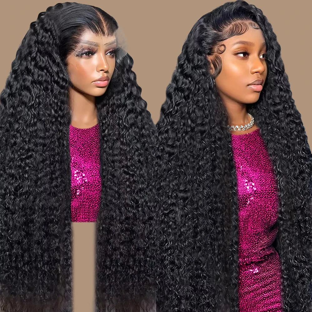 Deep Wave Lace Frontal Wig Brazilian 36 Inch 13x4 360 Water Curly Lace Front Human Hair Wigs For Women