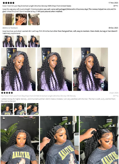 Deep Wave Lace Frontal Wig Brazilian 36 Inch 13x4 360 Water Curly Lace Front Human Hair Wigs For Women