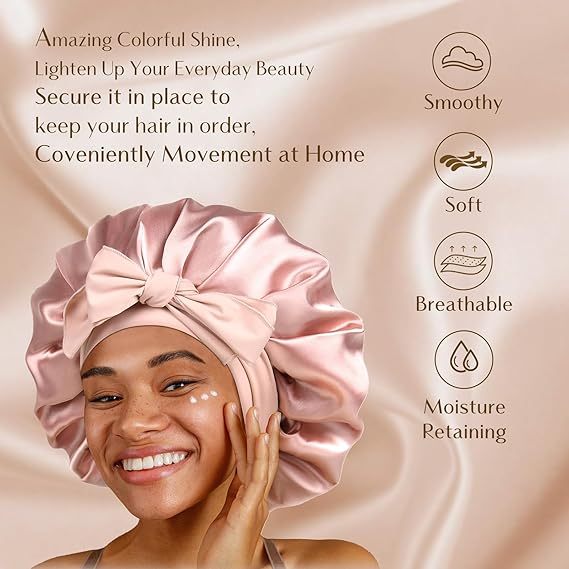 Bonnet en Satin Double Couche – Nuit & Cheveux Bouclés